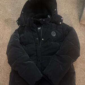 JUSTICE FOR GIELS Black Puffer Jacket with Hood SZ LARGE